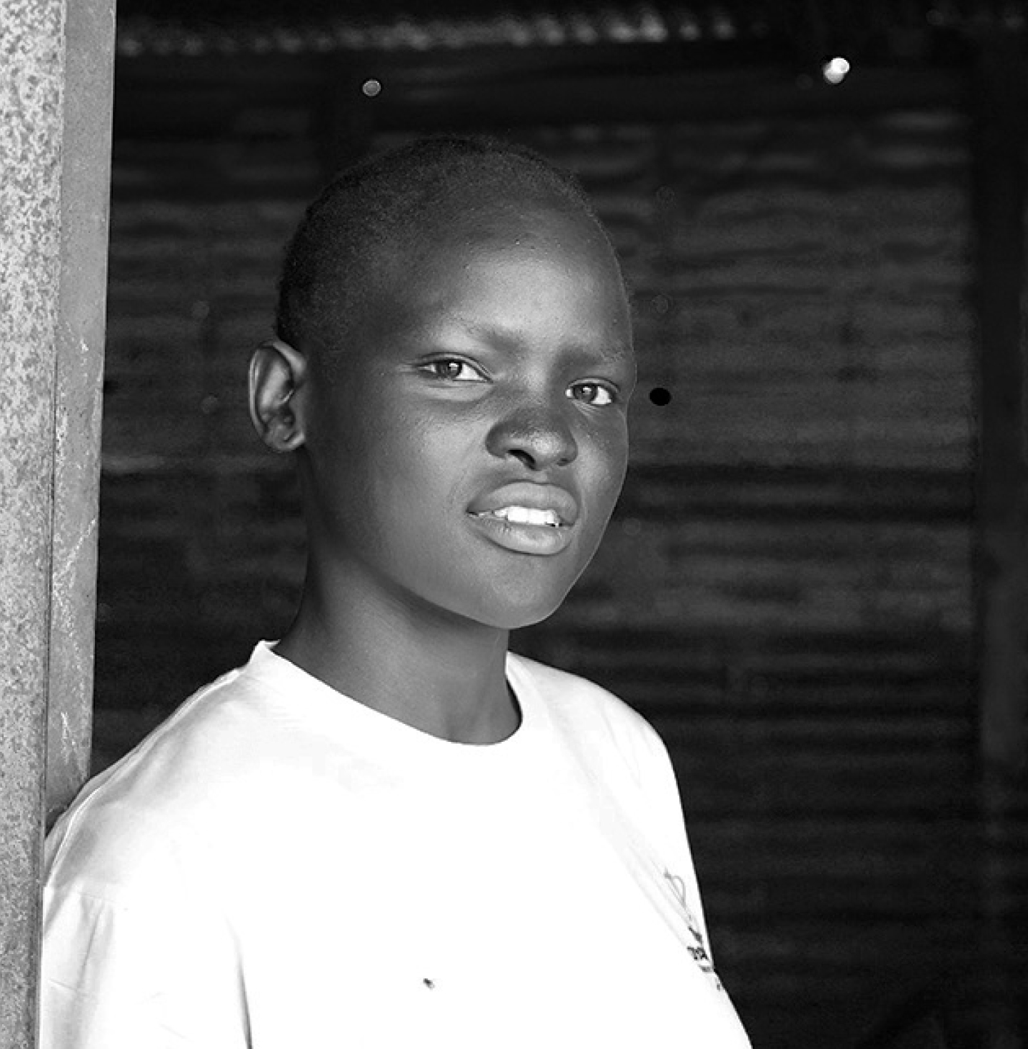 Black and white portrait of child used in War Child Canada campaign developed by Intent