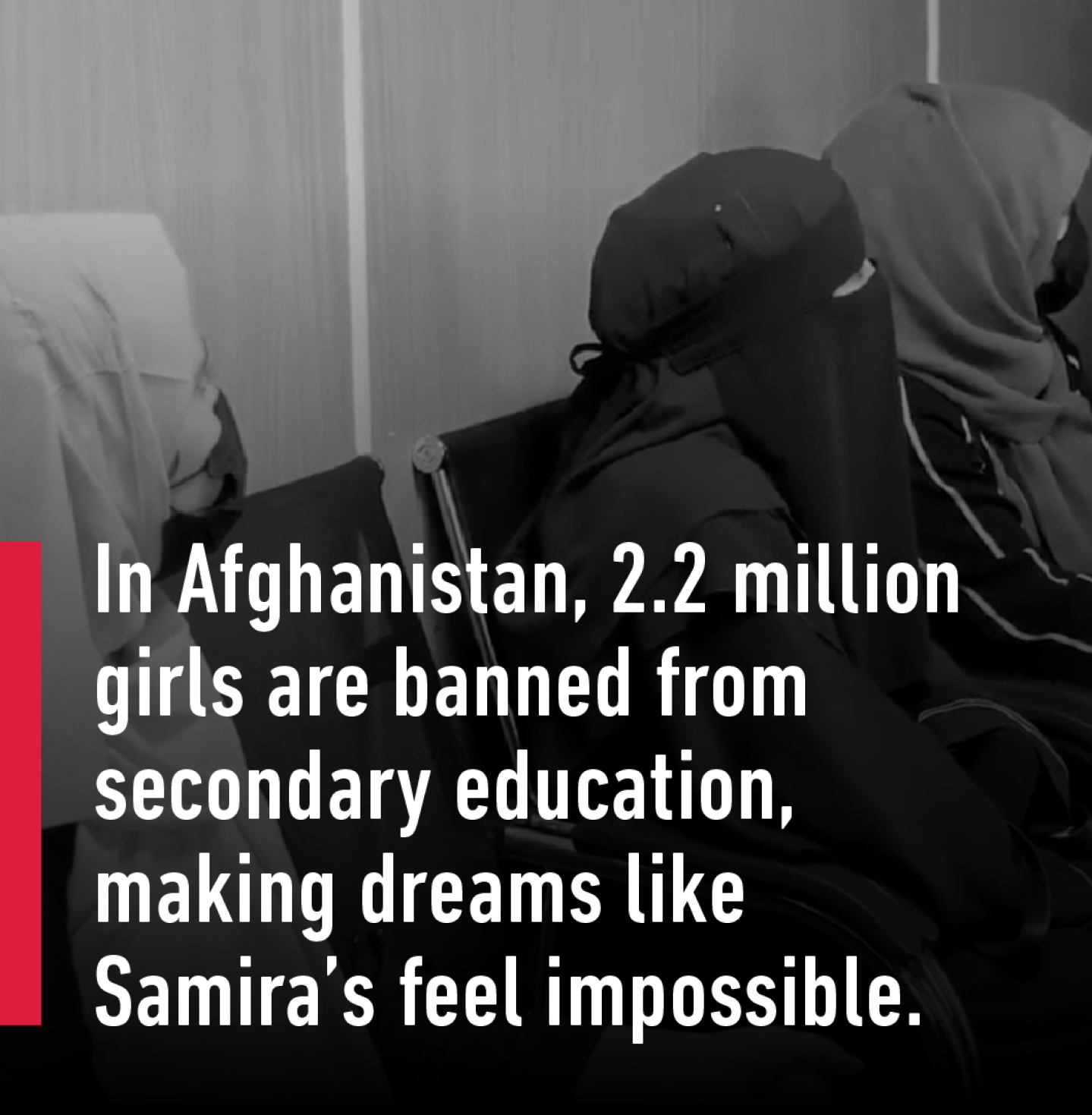Campaign graphic showing statistics about girls’ access to education in Afghanistan from War Child Canada campaign by Intent